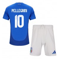 Echipament fotbal Italia Lorenzo Pellegrini #10 Tricou Acasa European 2024 pentru copii maneca scurta (+ Pantaloni scurti)